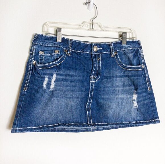 Amethyst Distressed Denim Miniskirt Sz 11 - Picture 1 of 12